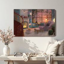 Cosy Reading Sunset Room Wall Canvas