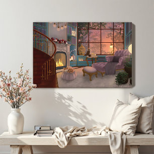 Cosy Reading Sunset Room Wall Canvas Print