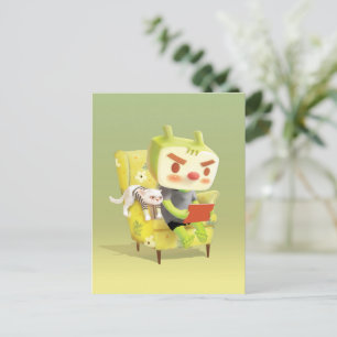 Cosy Reading Time with Pet Announcement Postcard