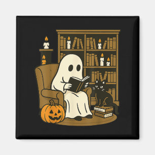 Cosy Reading With Black Cat And Pumpkin Halloween Magnet