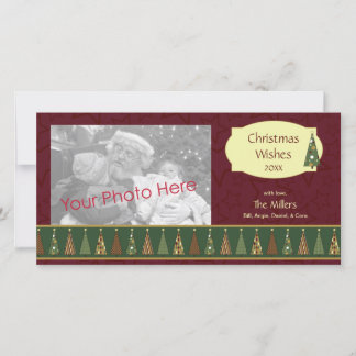 Cosy Red and Green Christmas Tree Photo Card