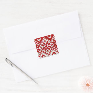 Cosy Red and White Knit Ugly Christmas Sweater Square Sticker