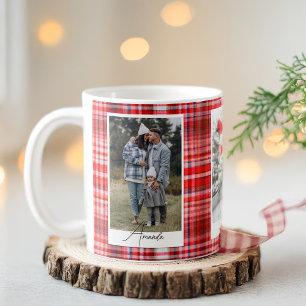 Cosy Red and White Plaid Flannel Family Photo Coffee Mug