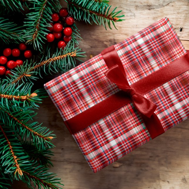 Cosy Red and White Plaid Flannel Pattern Wrapping Paper (Cozy Red and White Plaid Flannel Pattern Wrapping Paper)