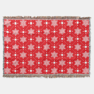 Cosy Red And White Snowflakes Christmas Pattern Throw Blanket