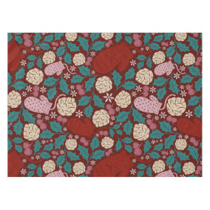 Cosy Red Teal Vintage Christmas Pattern Tablecloth