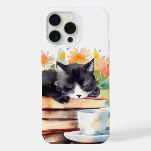 Cosy Relaxed Cat in Watercolor iPhone 15 Pro Max Case