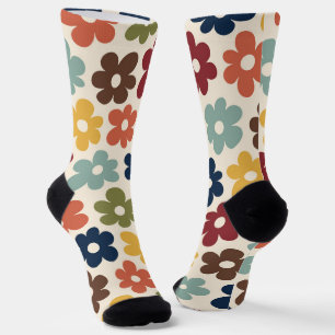 Cosy Retro Floral Pattern Socks