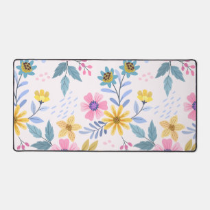 Cosy Retro Floral Wildflowers Aesthetic Desk Mat