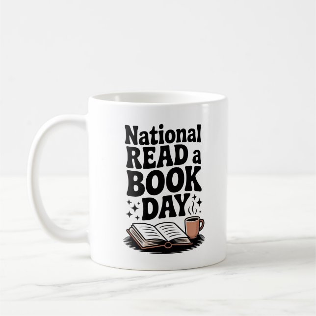 Cosy Retro National Read a Book Day Tea Coffee Mug (Left)