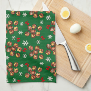 Cosy Roasted Chestnuts And Snowflakes Winter Tea Towel