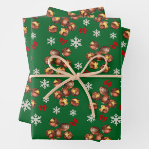 Cosy Roasted Chestnuts And Snowflakes Winter Wrapping Paper Sheet