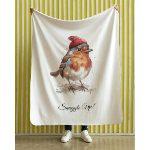 Cosy Robin Winter Cottage Retreat Sherpa Blanket