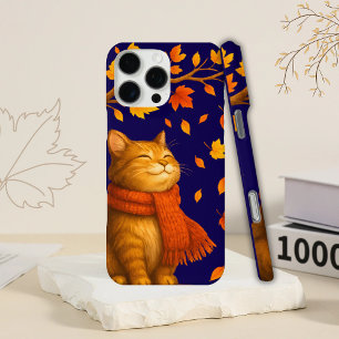 Cosy Royal Blue Autumnal Cute Cat iPhone 16 Pro Max Case