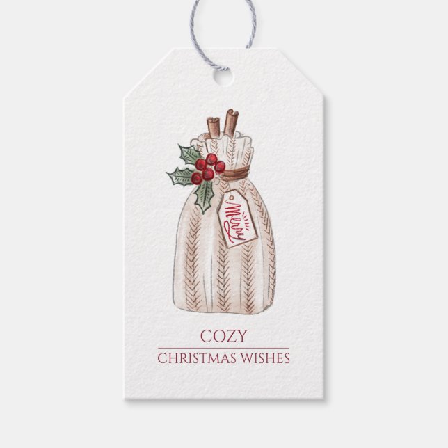 Cosy Rustic Christmas Holiday Gift Tags (Front)