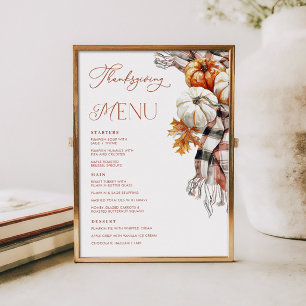 Cosy Rustic Fall 5x7 Thanksgiving Dinner Menu Invitation