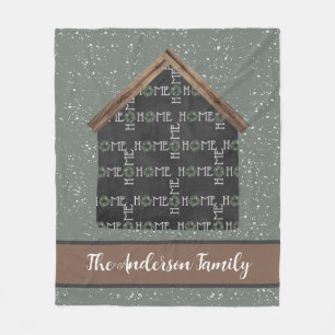 Cosy Rustic Home Family Name Fleece Blanket