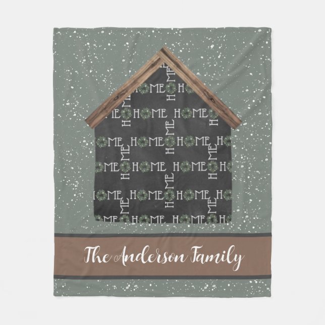 Cosy Rustic Home Family Name  Fleece Blanket (Front)