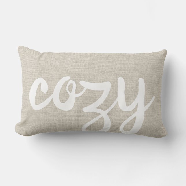 Cosy | Rustic Ivory Modern Farmhouse Lumbar Cushion (Front)