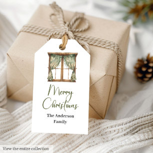 Cosy Rustic Sage Green Ivory Minimalist Christmas Gift Tags