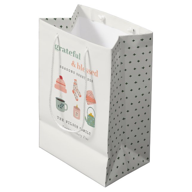 Cosy Scandi Winter Essential Seasons Greetings Medium Gift Bag (Front Angled)