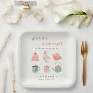 Cosy Scandi Winter Essential Seasons Greetings Paper Plate