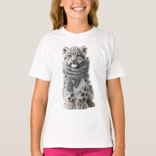 Cosy Scarf Snow Leopard Cub Kids T-Shirt