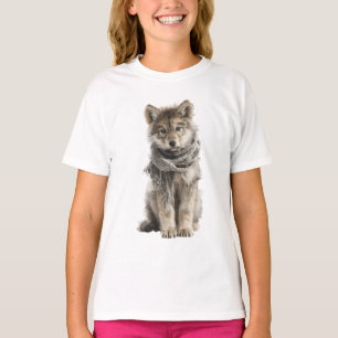 Cosy Scarf Wolf Pup Kids T-Shirt