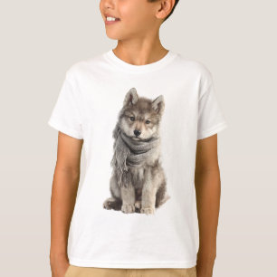 Cosy Scarf Wolf Pup Kids T-Shirt