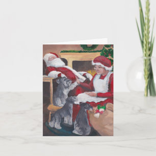 Cosy Schnauzer Christmas Dog Art Greeting Card