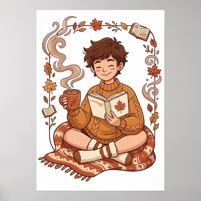 Cosy Season Autumn Reader Book Lover Cute Fall Poster (Front)