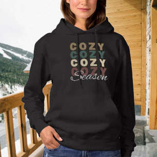 Cosy Season Boho Colours Repeated Typography Hoodie