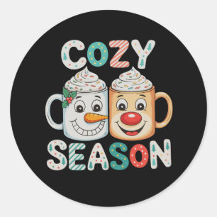 Cosy Season Christmas Holiday Reindeer Family Xmas Classic Round Sticker