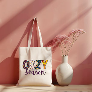 Cosy season doodle letters tote bag