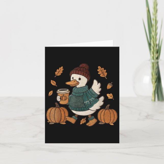 Cosy Season Duck Cute Fall Duck Pumpkin Sce Autumn Card (Front)