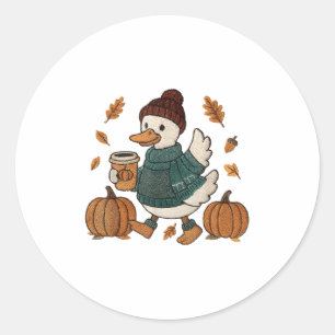 Cosy Season Duck Cute Fall Duck Pumpkin Spice Autu Classic Round Sticker