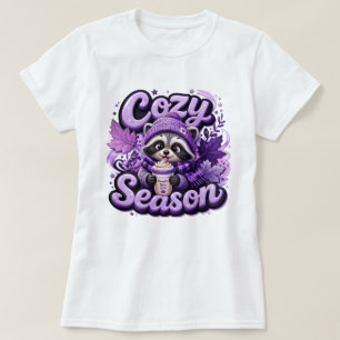 Cosy Season Fall Racoon Shirt, Cute Pumpkin Spice T-Shirt