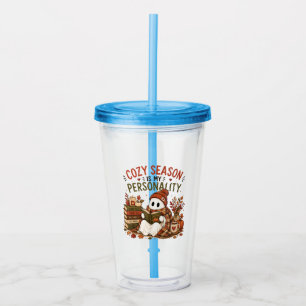 Cosy Season is My Personality Cute Ghost Autumn Acrylic Tumbler