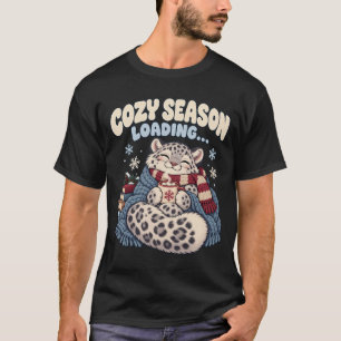 Cosy Season Loading Cute Snow Leopard Hot Cocoa T-Shirt