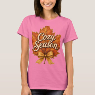 Cosy Season Maple Leaf Autumn Graphic T-Shirt