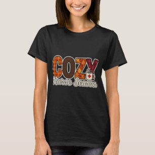 Cosy Season Nurse Autumn Fall Vibe Plaid Texture T-Shirt