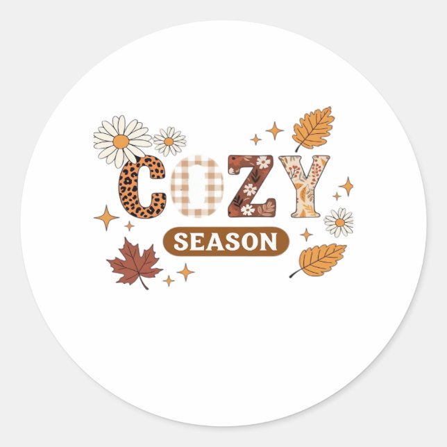 Cosy Season Oversized T-Shirt Classic Round Sticker (Front)