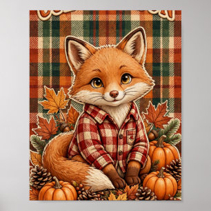 Cosy Season — Plaid Fox Autumn Art Poster