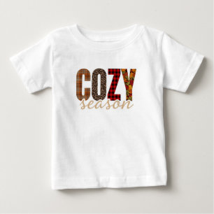 Cosy Season Plaid Leopard Fall Vibes Baby T-Shirt