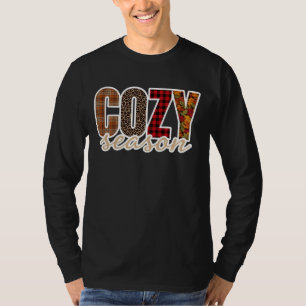 Cosy Season Plaid Leopard Fall Vibes T-Shirt