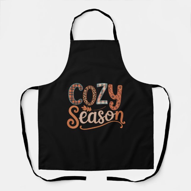 Cosy Season Retro Fall Get Cosy Thanksgiving Apron (Front)
