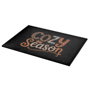 Cosy Season Retro Fall Get Cosy Thanksgiving Cutting Board