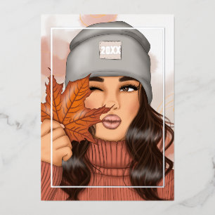 Cosy Seasonal Autumn - Fall Christmas Foil Holiday Card