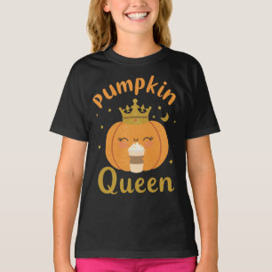 Cosy Seasonal Pumpkin Queen Cartoon Design T-Shirt