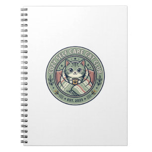 Cosy Self Care Cat Cat Graphic Tee Art - Cosy Self Notebook